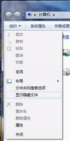 为Windows7资源管理器添加快速切换显示隐藏文件菜单项